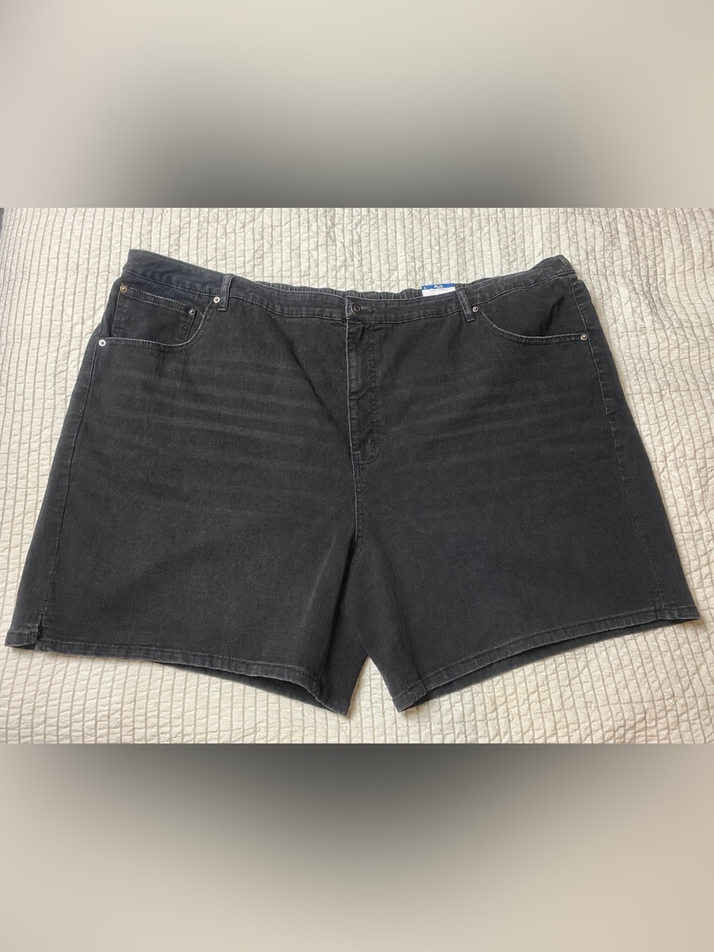 Terra & Sky 4X Black Plus Size Elastic Back Denim Shorts